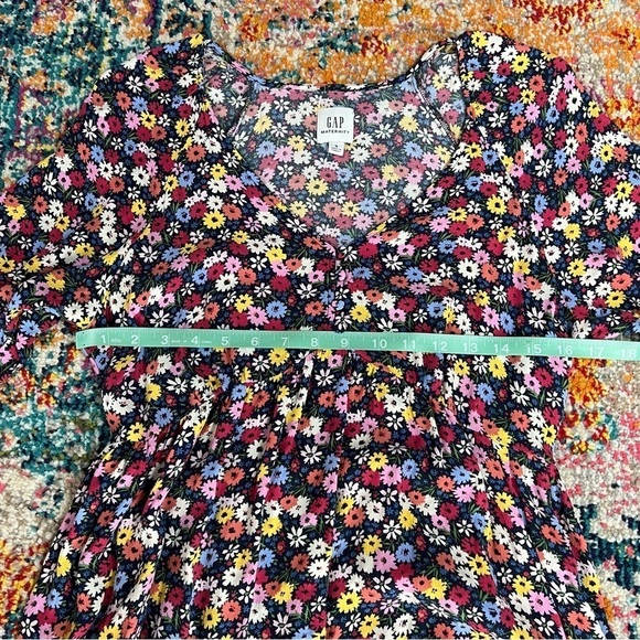 Gap Maternity Floral Henley Puff Sleeve Midi Dress - Picture 10 of 12